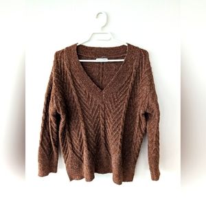 V-Neck Cable Knit Sweater